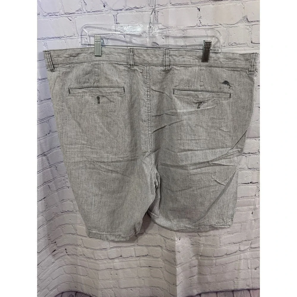 Tommy Bahama Mens Grey Striped Linen Blend Shorts Size 44 Coastal Summer Beach